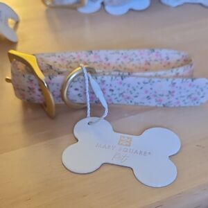 Mary Square Pet Floral Dog Collar with Gold Buckle